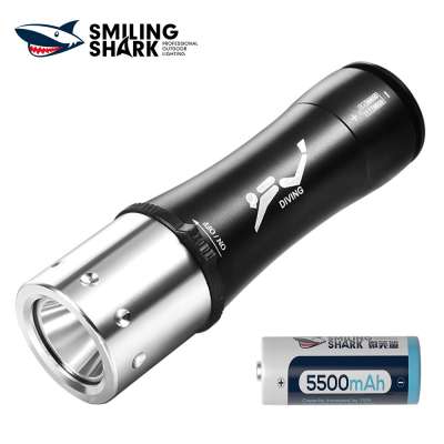 Smiling Shark Q16 Black Handhold Bright Diving Light, IP8X Waterproof High Quality Torch with Easy Switch