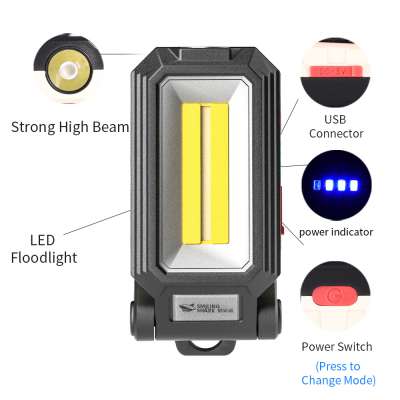 Smiling Shark W559-8 Bright Work Light Job Site Lighting  LED USB Rechargeable Lamp with Hook& Magnet& Nut