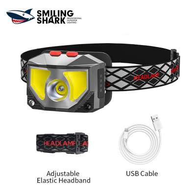 Smiling Shark K203 Rechargeable LED Headlamp, Motion Sensor for 6 Modes Headlight, Bright, Elastic Headband Flashlight