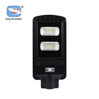 Smilingshark 2*SMD 80W street light Outdoor IP65 integrated solar rechargeable LED yard light with Human sensor