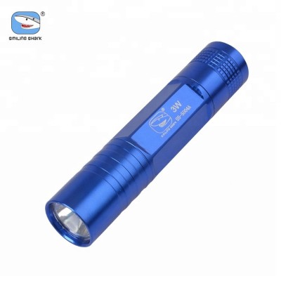 Smiling shark mini emergency portable 3w led rechargeable flashlight torch with long distance