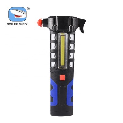 Smilingshark Portable COB+LED led car Inspection Light SMD red flash working light Emergency Hammer with twine knife