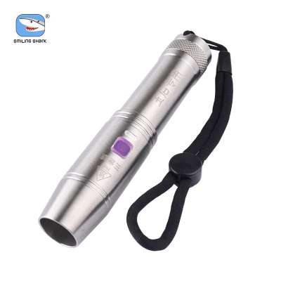 SMILING SHARK Stainless Steel 3 XPG 365nm LED Ultraviolet Light LED Waterproof Fluorescent Jade Detection USB UV Flashlight