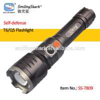 Smiling shark T6 led powerful self defensive rechargeable handheld emergency flashlight torch aluminum 10w lights